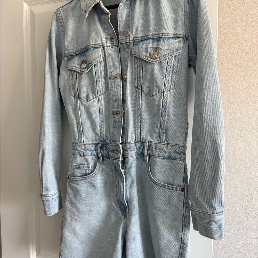 Zara xs denim shorts overalls new